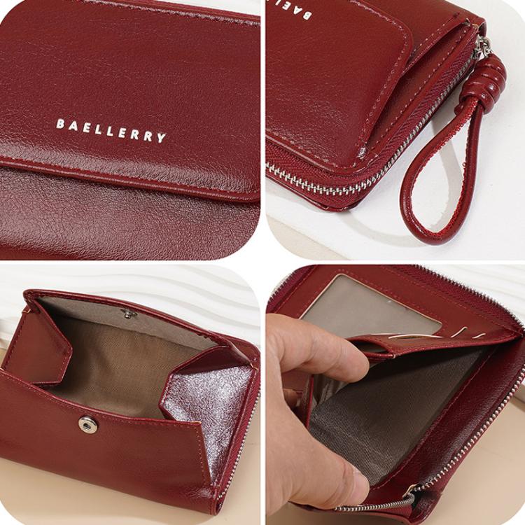 Baellerry NR119 Women Two Fold Short Style Minimalist Coin Purse(Beige)