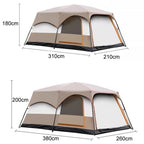 GRASS FUN Portable Folding Sun & Rain Shelter Tent 2 Bedroom 1 Living Room Outdoor Camping Tent, For 4-6 People, For 5-8 People