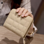 Women  Short Zipper Cute Coin Purse Mini Wallet(Beige)