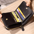 Women  Short Zipper Cute Coin Purse Mini Wallet(Beige)