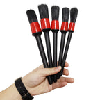 5 in 1 Car Detailing Brush Cleaning Natural Boar Hair Brushes Auto Detail Tools Products Wheels Dashboard,Random Color Delivery