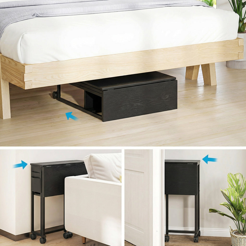 HOMCOM 63 cm Drop Leaf Writing Work Desk - Black