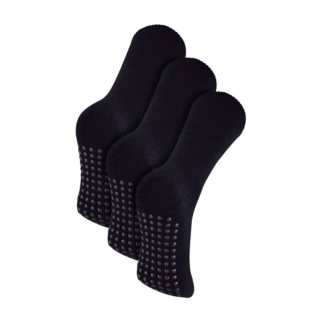 3 Pairs Unisex Multipack Anti-Slip Bamboo Slipper Socks with Grippers