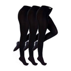 3 Pack Ladies Black Fleece Lined Thermal Tights