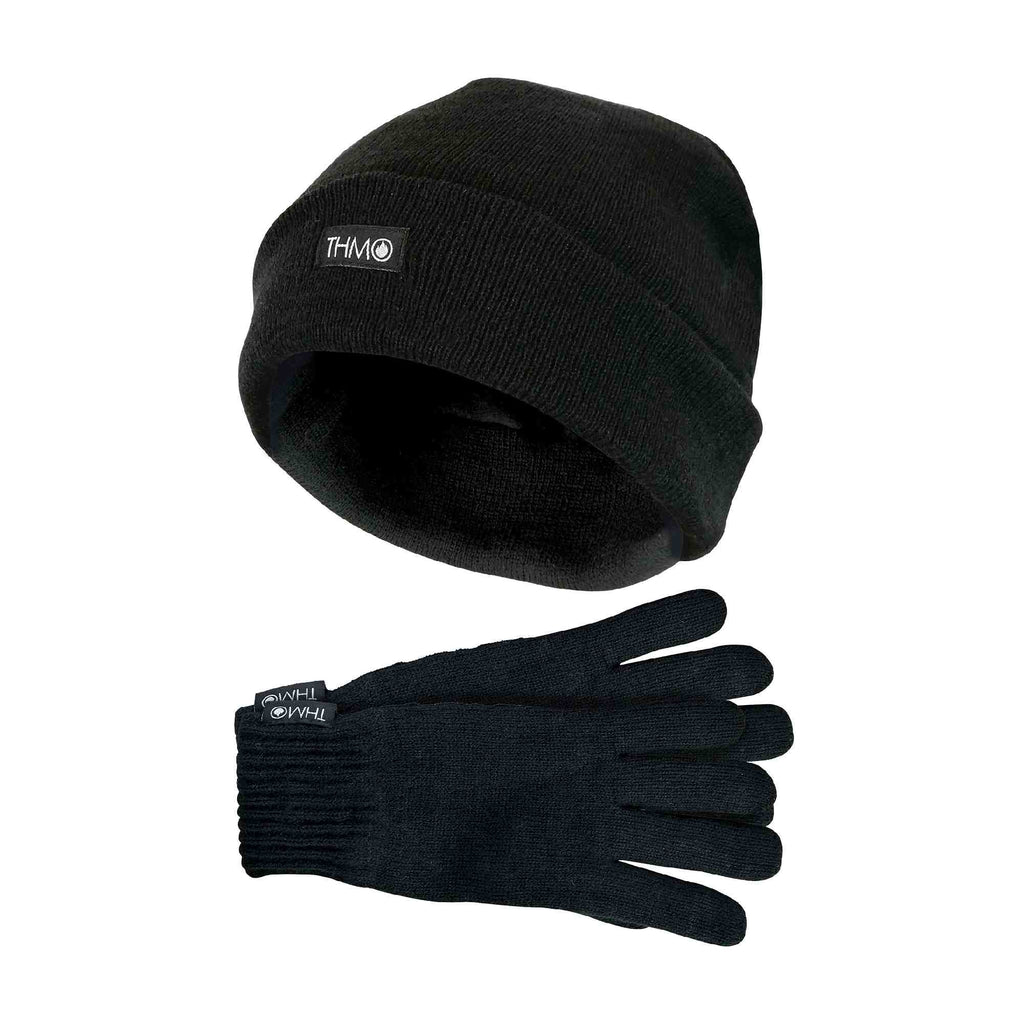 Mens Thinsulate Knitted Thermal Hat & Gloves Set for Winter