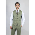 TP-22 - Men's Sage 3 Piece Linen Summer Wedding Suit