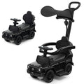 3-in-1 Baby Foot-to Floor Sliding Walker with Push Handle-Black