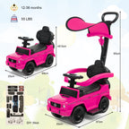 3-in-1 Baby Foot-to Floor Sliding Walker with Push Handle-Black