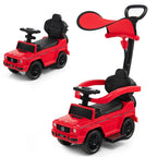 3-in-1 Baby Foot-to Floor Sliding Walker with Push Handle-Black
