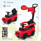 3-in-1 Baby Foot-to Floor Sliding Walker with Push Handle-Black