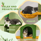 PawHut 230-275cm Floor-to-Ceiling Adjustable Cat Tree with Scratching Posts, Hammock