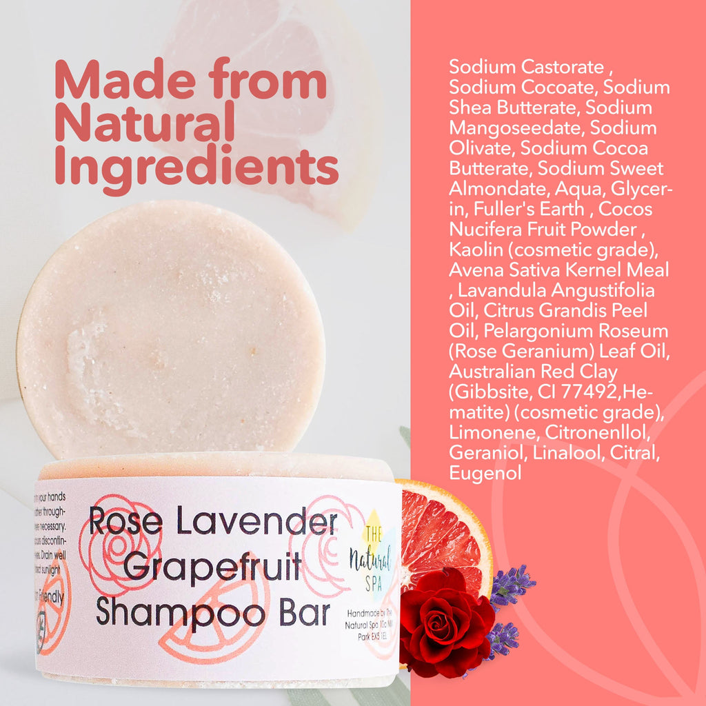 Shampoo Bar Rose, Lavendel & Grapefruit | Natürliche Haarseife für alle Haartypen | Vegane, plastikfreie Haarpflege