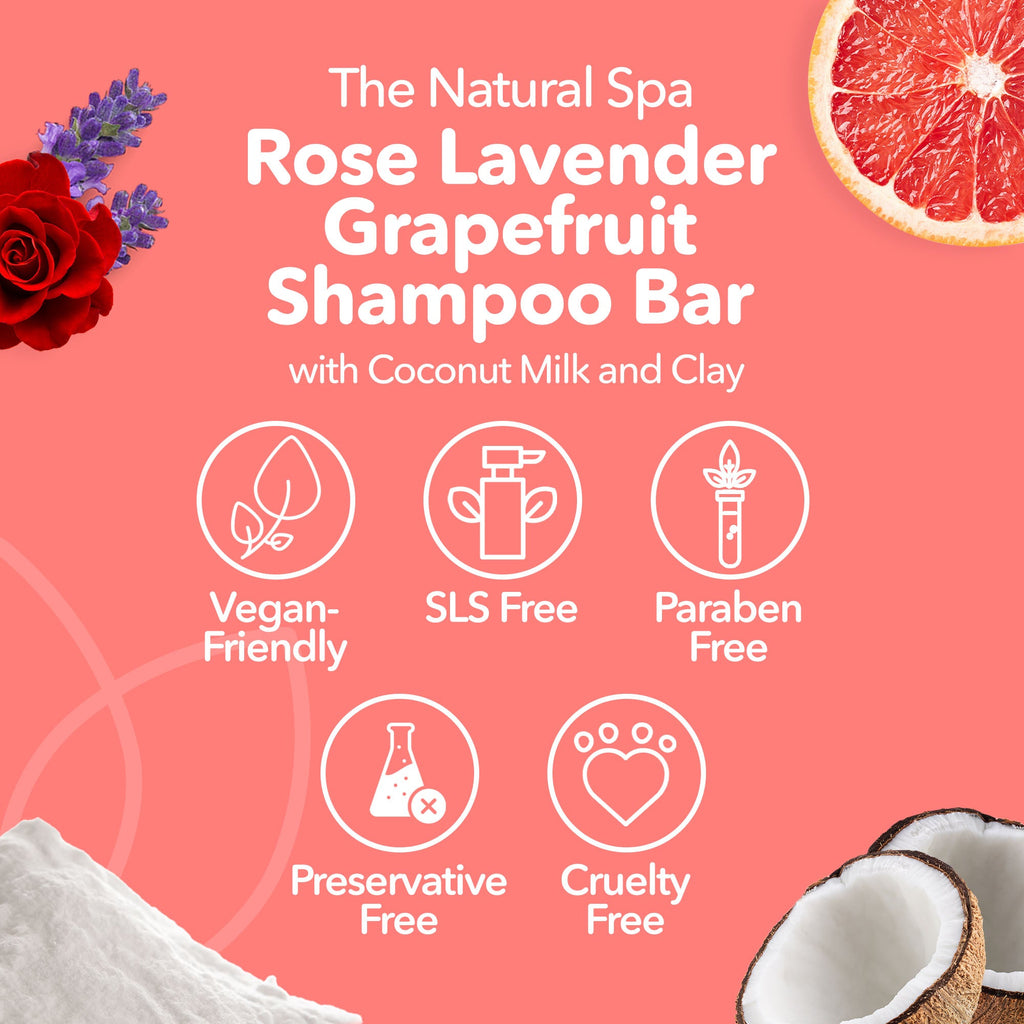Shampoo Bar Rose, Lavendel & Grapefruit | Natürliche Haarseife für alle Haartypen | Vegane, plastikfreie Haarpflege