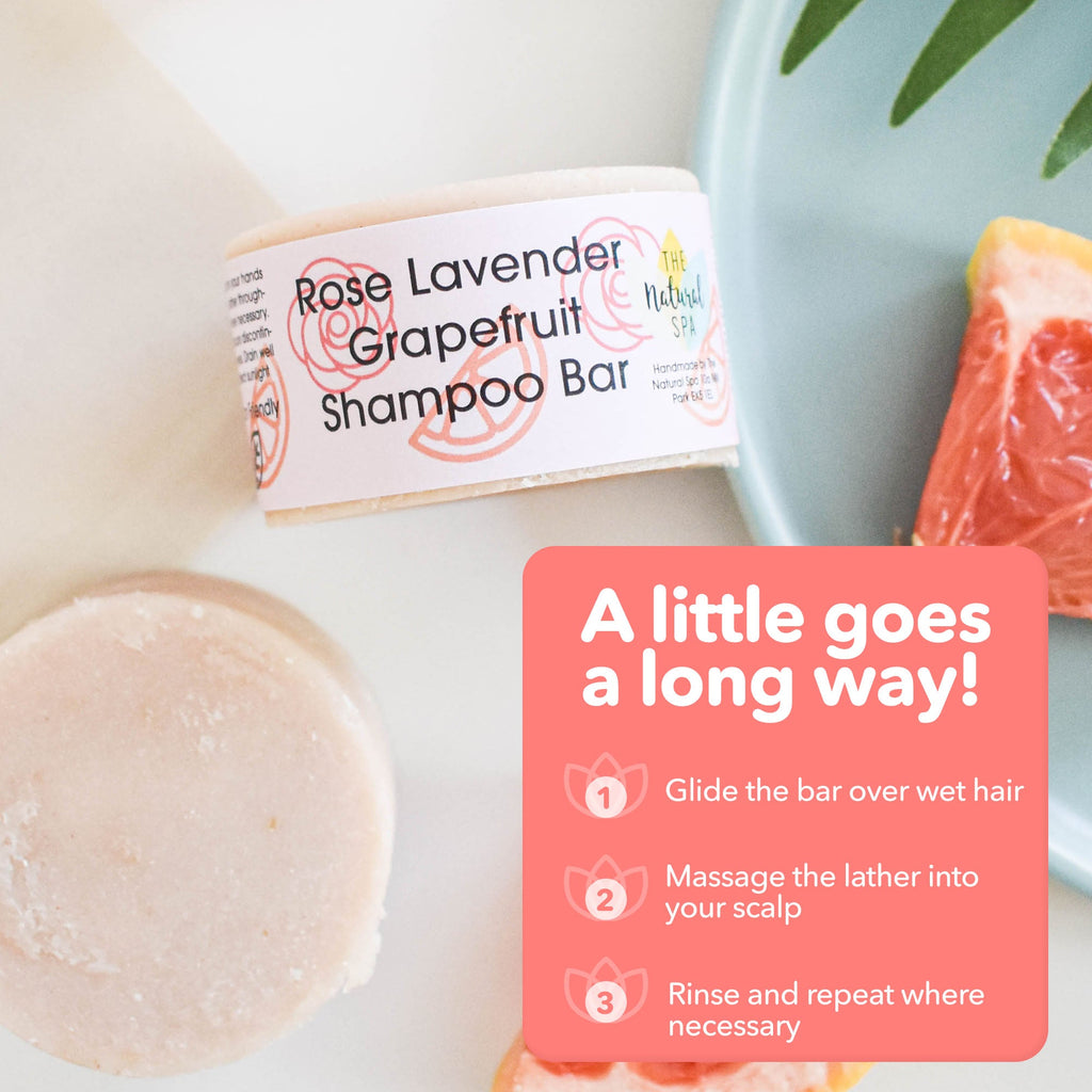Shampoo Bar Rose, Lavendel & Grapefruit | Natürliche Haarseife für alle Haartypen | Vegane, plastikfreie Haarpflege