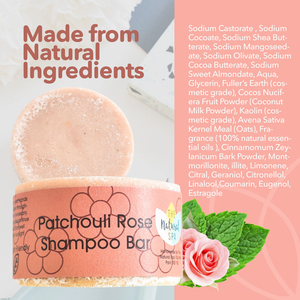 Patchouli Rose Shampoo Bar | Natürliche Haarpflege für trockenes, strapaziertes & krauses Haar | Vegan, plastikfreie Haarpflege
