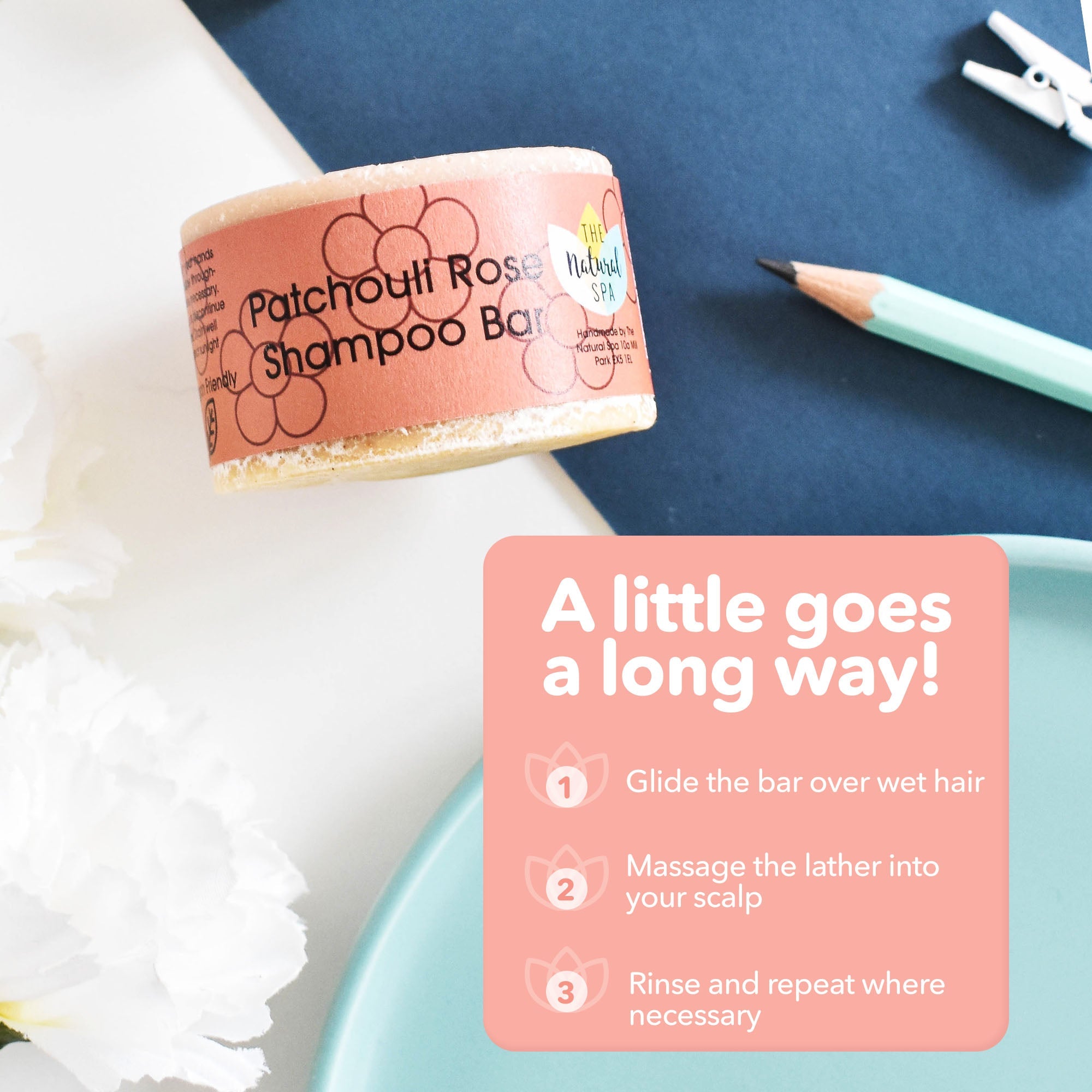 Patchouli Rose Shampoo Bar | Natürliche Haarpflege für trockenes, strapaziertes & krauses Haar | Vegan, plastikfreie Haarpflege