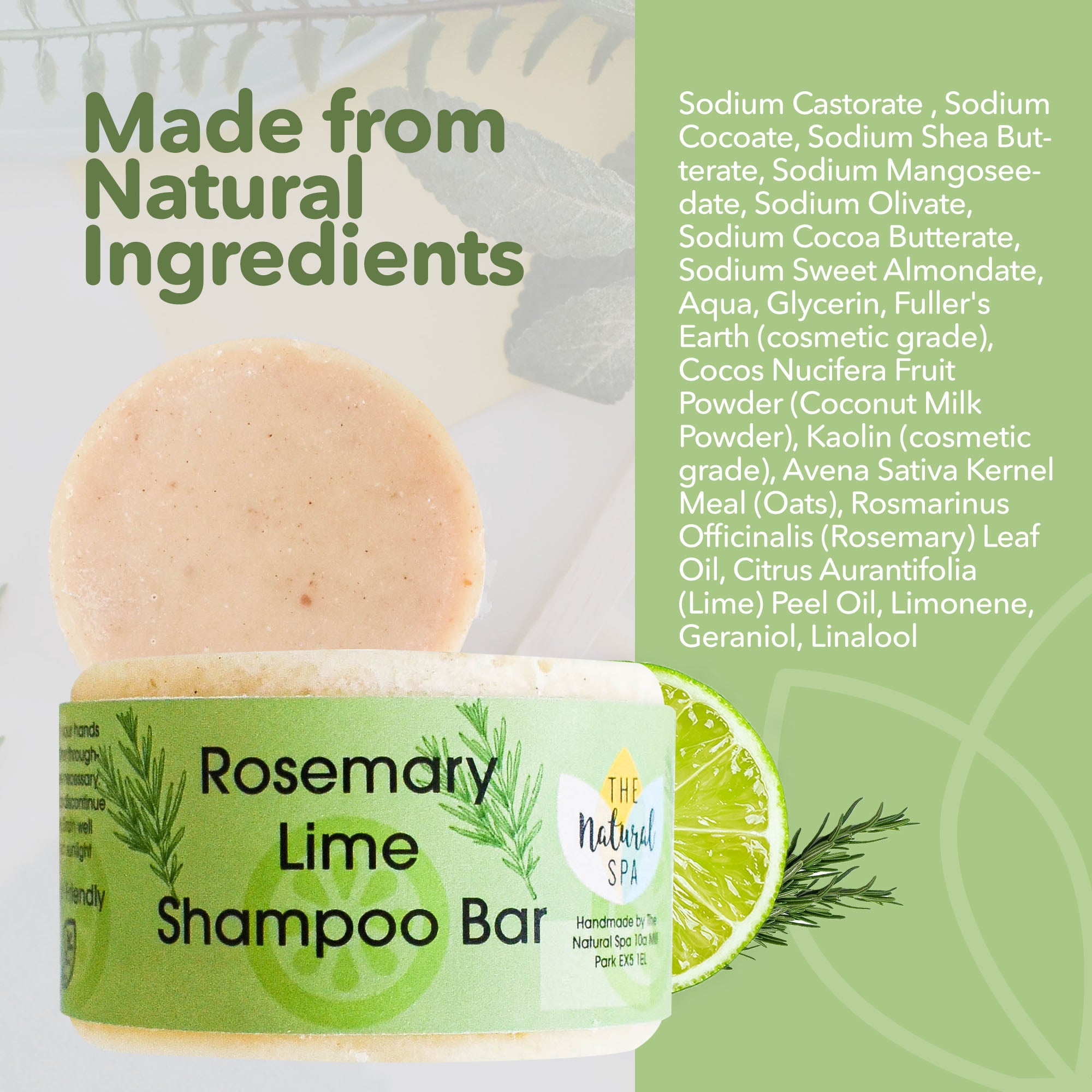 Rosmarin & Limette Shampoo Bar | Natürliche Haarseife für alle Haartypen | Vegane, plastikfreie Haarpflege