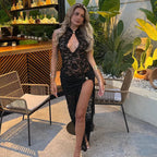 Chic Lace Cut-Out Evening Dress
