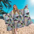 Hooded Towel - Lightweight, Microfibre - Trendy Geometric Print