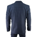 AK-13 - Men's Tweed 3 Piece Suit Blue Check 1920s Gatsby Blinders