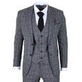 IM11 - Men's Charcoal 3 Piece Tailored Fit Check Suit