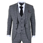IM11 - Men's Charcoal 3 Piece Tailored Fit Check Suit