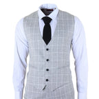 IM11 - Men's Grey 3 Piece Tailored Fit Check Suit