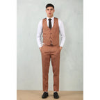 IM200 - Men's Camel Tailored Fit Wedding 3 Piece Suit