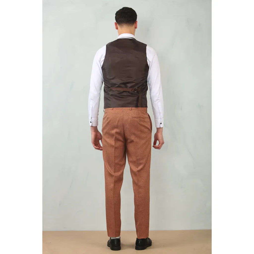 IM200 - Men's Camel Tailored Fit Wedding 3 Piece Suit