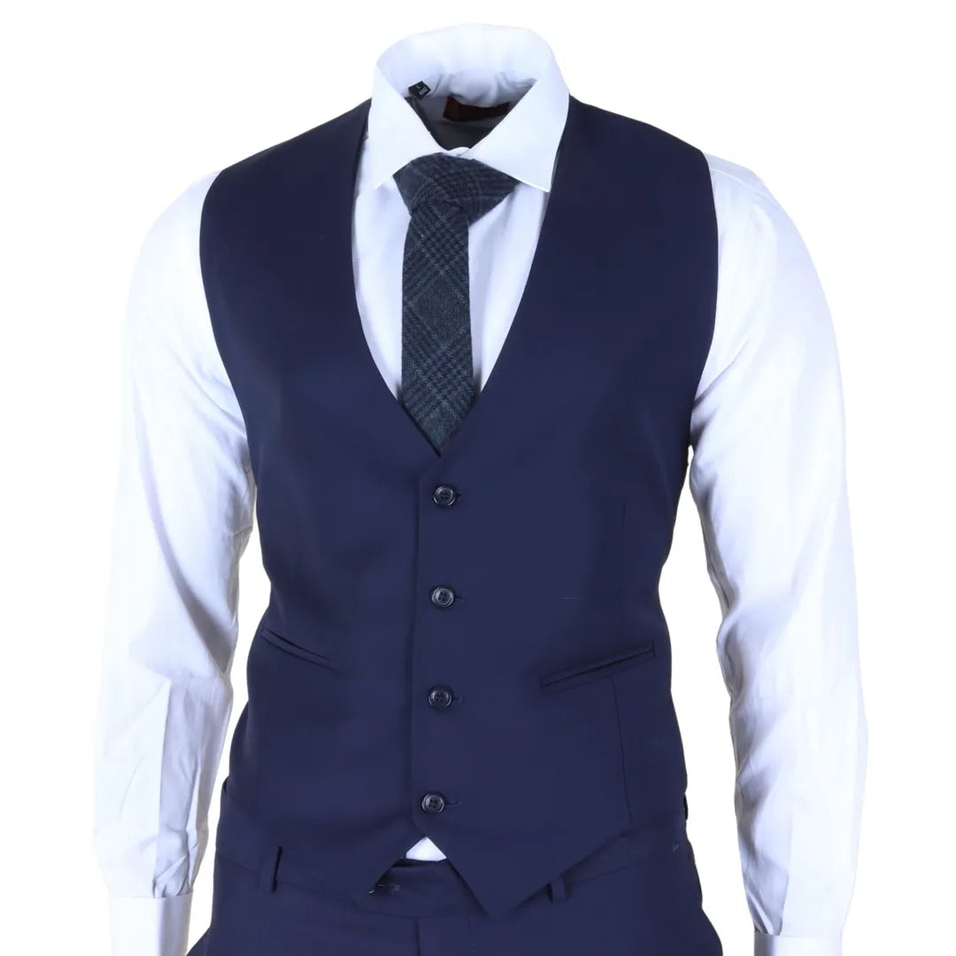 IM30 - Men's Navy 3 Piece Stitch Lapel Formal Suit