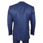 IM31 - Men's Blue 3 Piece Prince Of Wales Check Suit