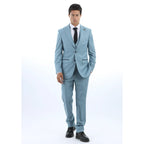 IM32 - Men's Plain Turquoise Blue 3 Piece Suit