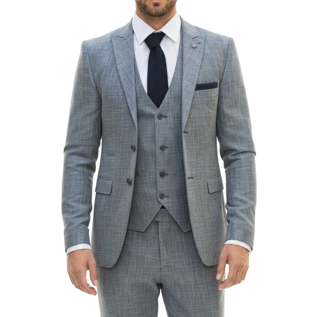 IM33 - Men's 3 Piece Blue Tailored Fit Suit