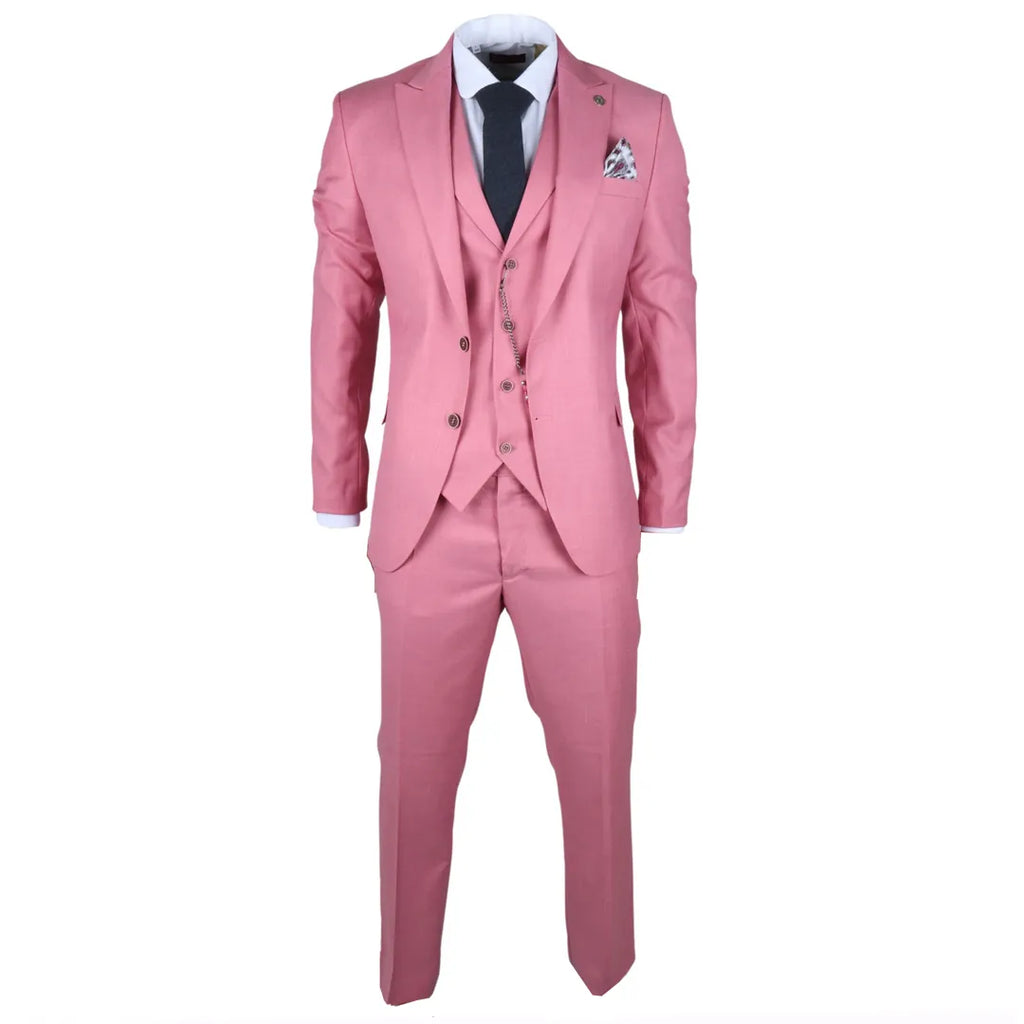 James - Men's 3 Piece Pink Tailored Fit Suit