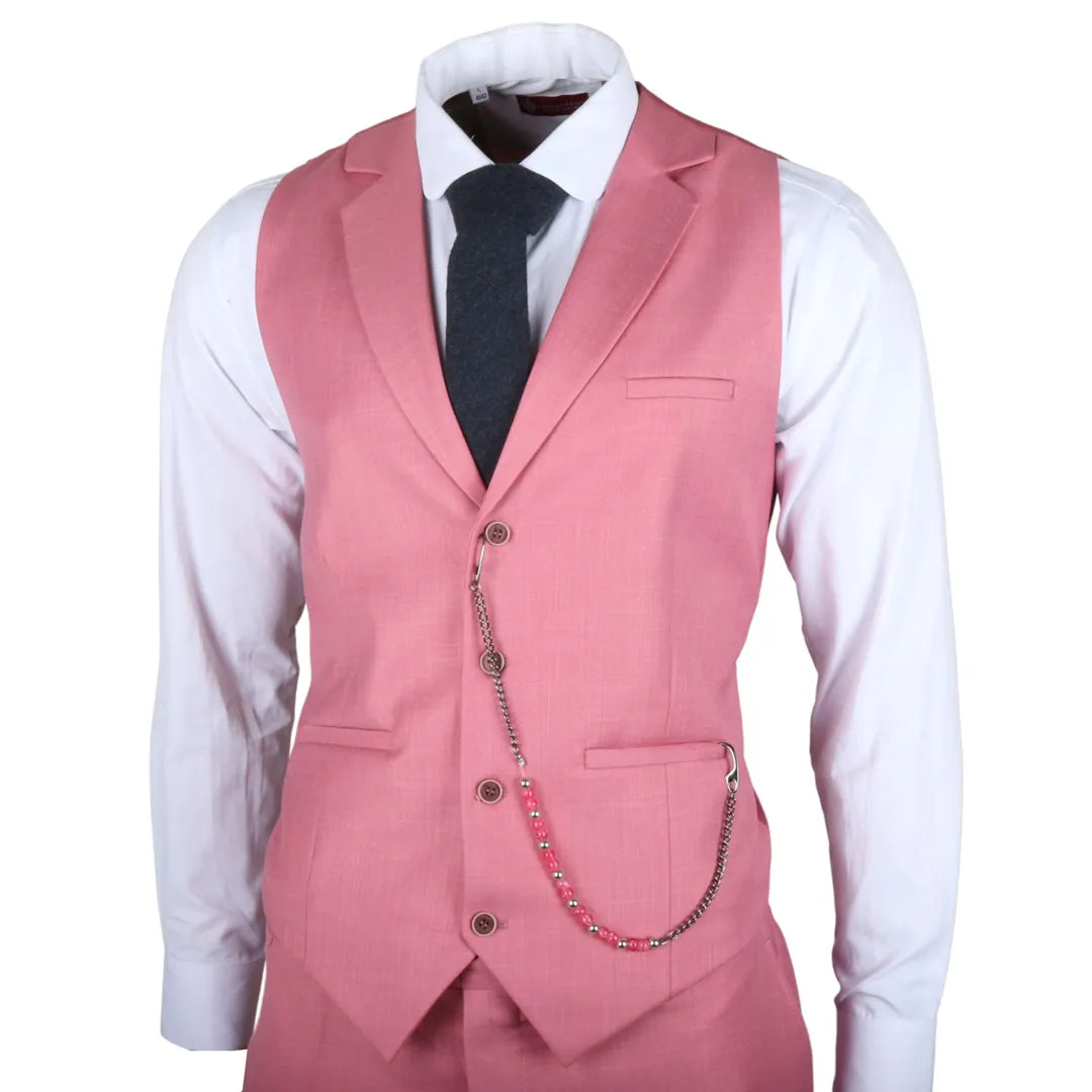 James - Men's 3 Piece Pink Tailored Fit Suit