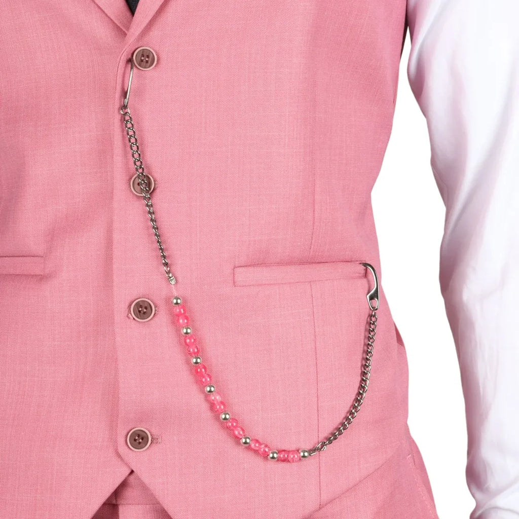 James - Men's 3 Piece Pink Tailored Fit Suit