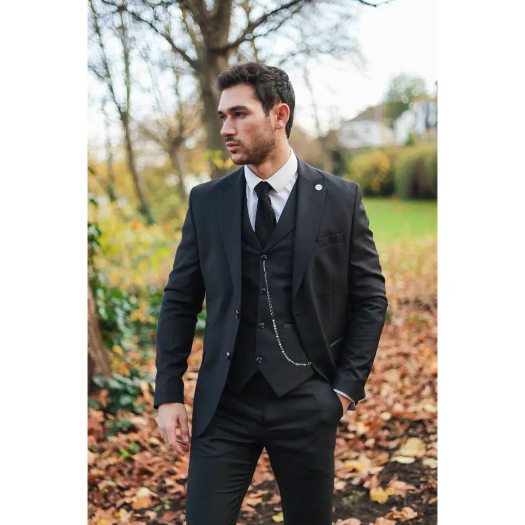 James - Men's Classic 3 Piece Black Suit