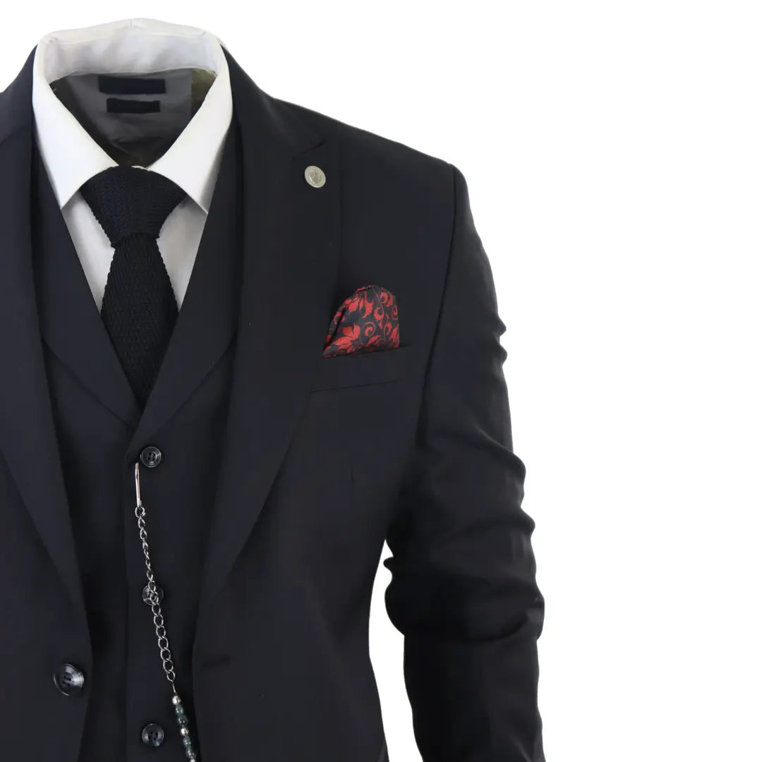 James - Men's Classic 3 Piece Black Suit
