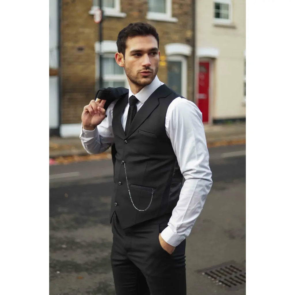 James - Men's Classic 3 Piece Black Suit