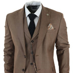 James - Men's 3 Piece Plain Brown Suit