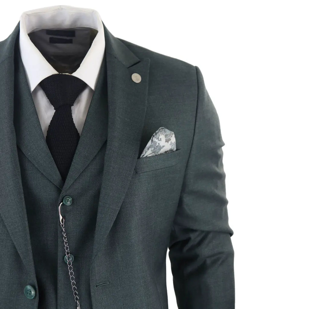 James - Men's 3 Piece Green Suit