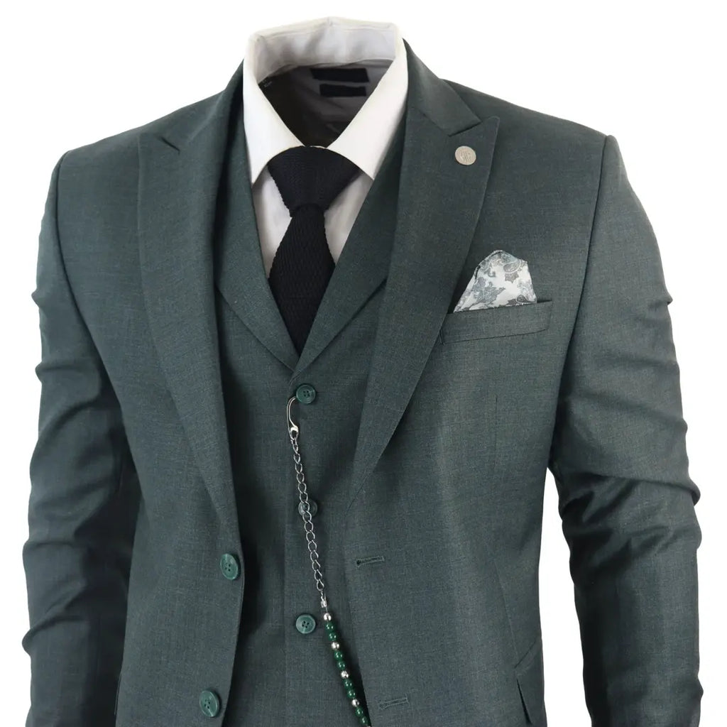 James - Men's 3 Piece Green Suit