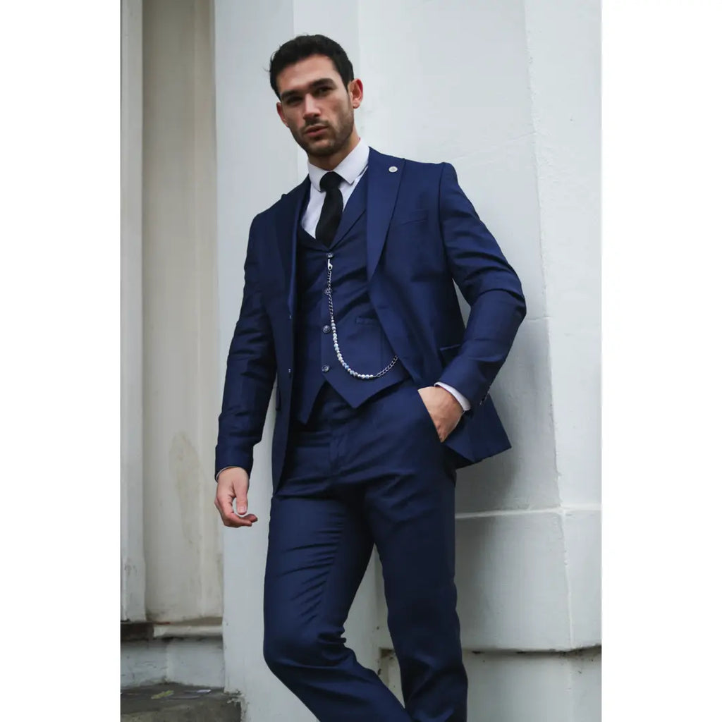 James - Men's 3 Piece Navy Blue Suit