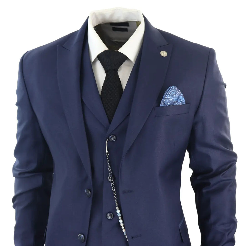 James - Men's 3 Piece Navy Blue Suit
