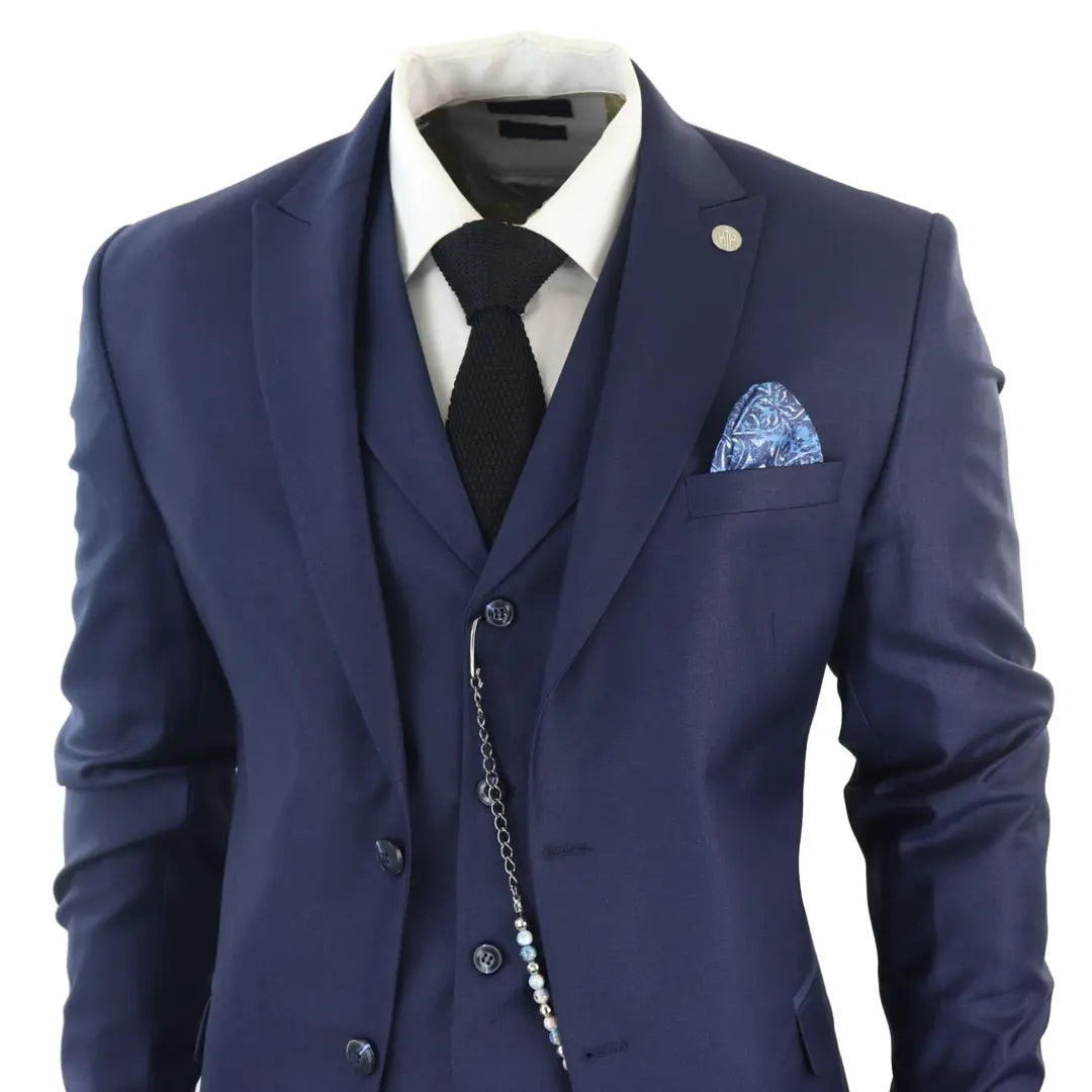 James - Men's 3 Piece Navy Blue Suit