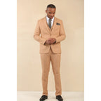 TP-23 - Men's Camel 3 Piece Linen Summer Wedding Suit