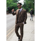 TP-31 - Men's Brown Tweed Check 3 Piece Suit
