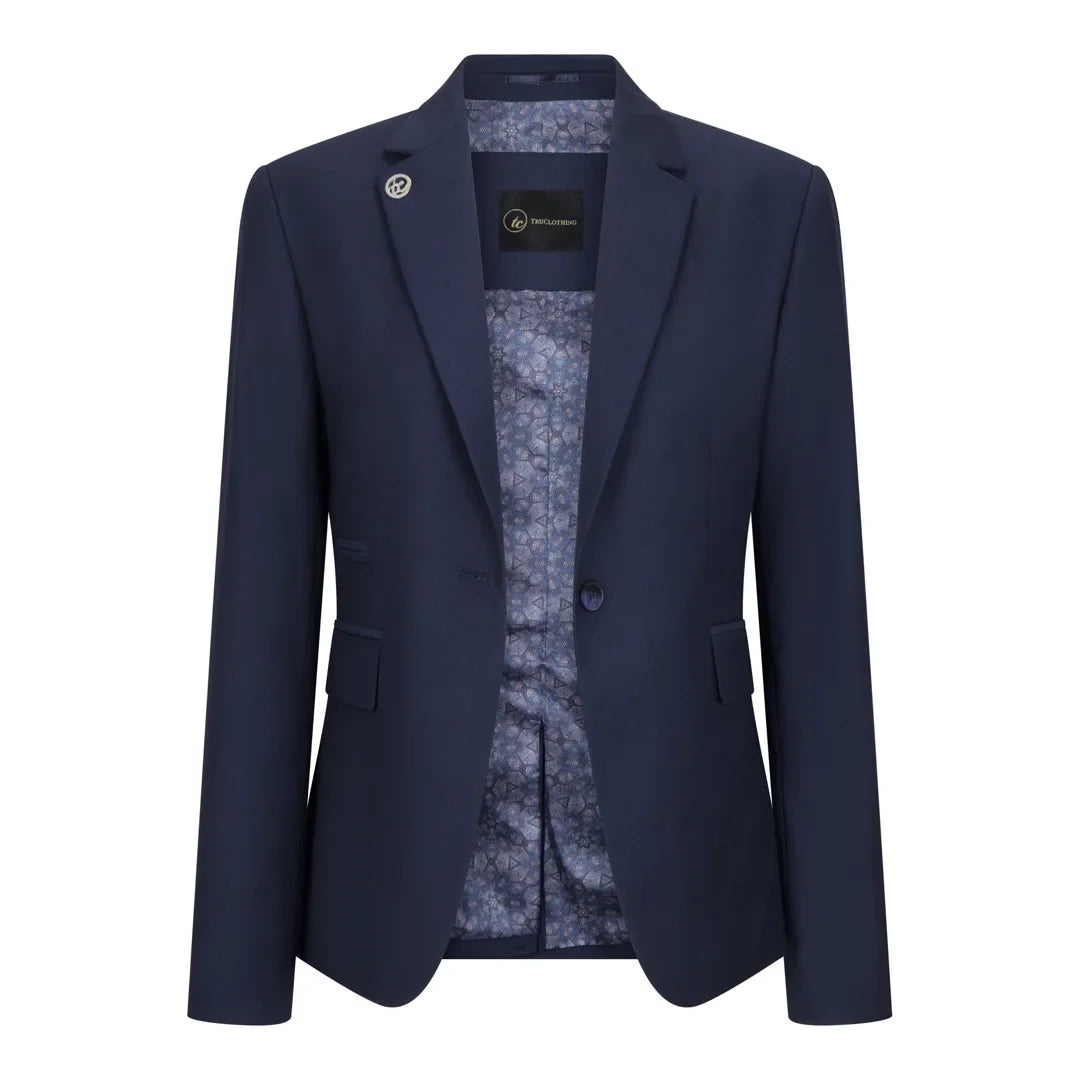 TPW-14 - Women's 3 Piece Plain Navy Blue Suit