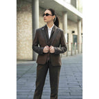 TPW-AK-06 - Women's Brown 3 Piece Herringbone Tweed Suit
