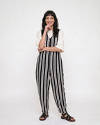 Tru Black Stripe Print Jumpsuit